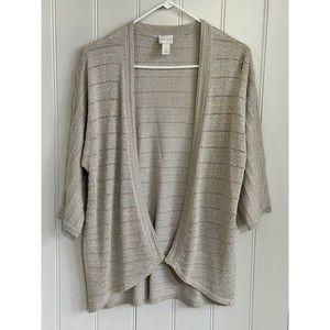 Chicos‎ Gold Metallic Cotton Blend Cardigan Size 0